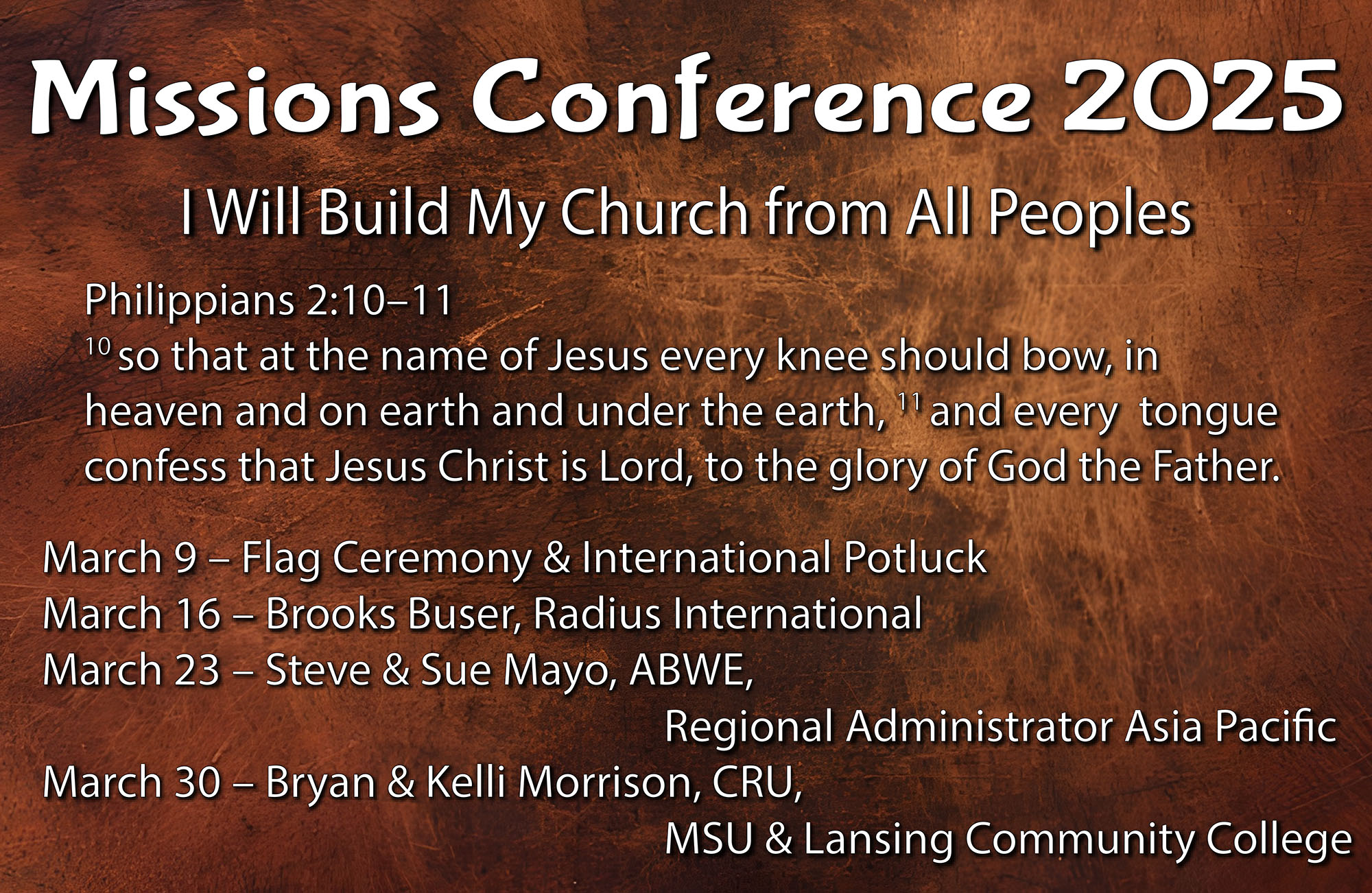 Missions Conference Schedule